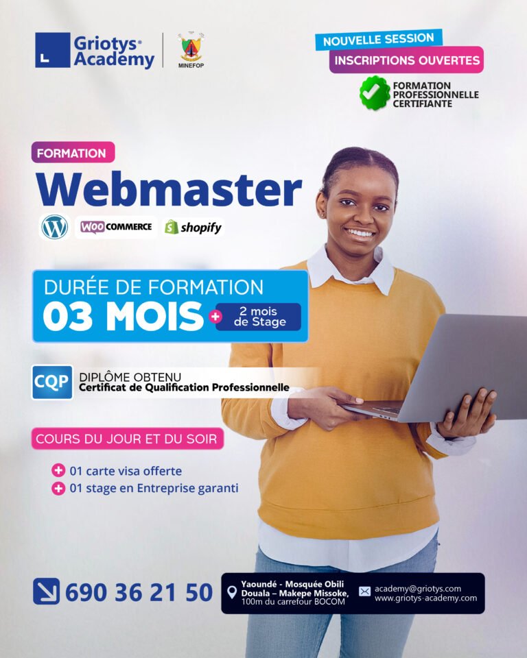 Formation Webmaster griotys academy cameroun